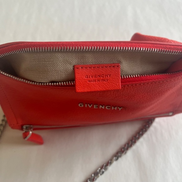 Givenchy Tangerine Red Sugar Goatskin Mini Chain Pandora Crossbody Bag Purse - Picture 5 of 10